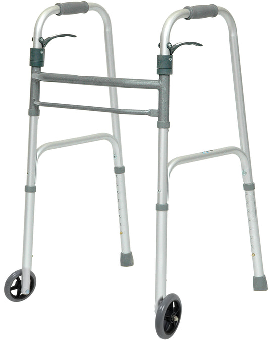 ProBasics Sure Lever Release Folding Walker with 5" Wheels, (Adult)