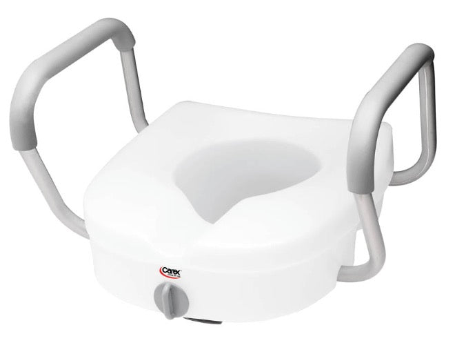 Carex E-Z Lock Raised Toilet Seat W/ Adjustable Armrests