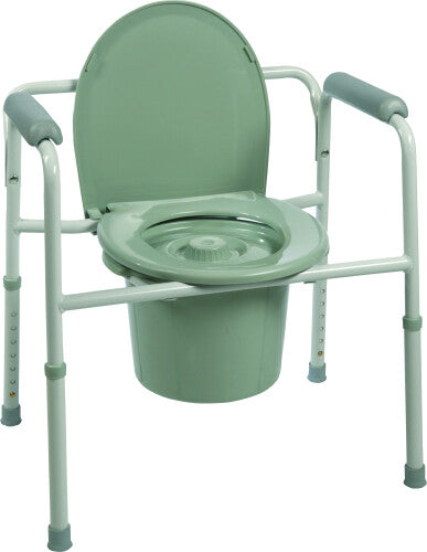 ProBasics Three-in-One Steel Commode with Plastic Armrests